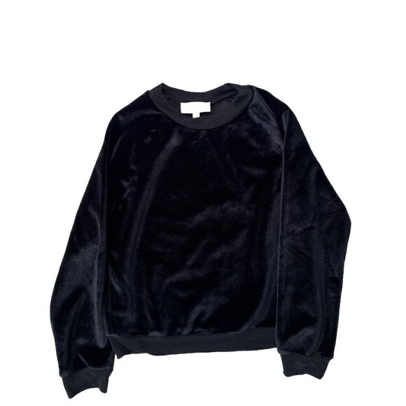 Nasty Gal J.O.A. Womens Black Velvet Plush Little Baby Raglan Sweater Size S - Picture 13 of 16